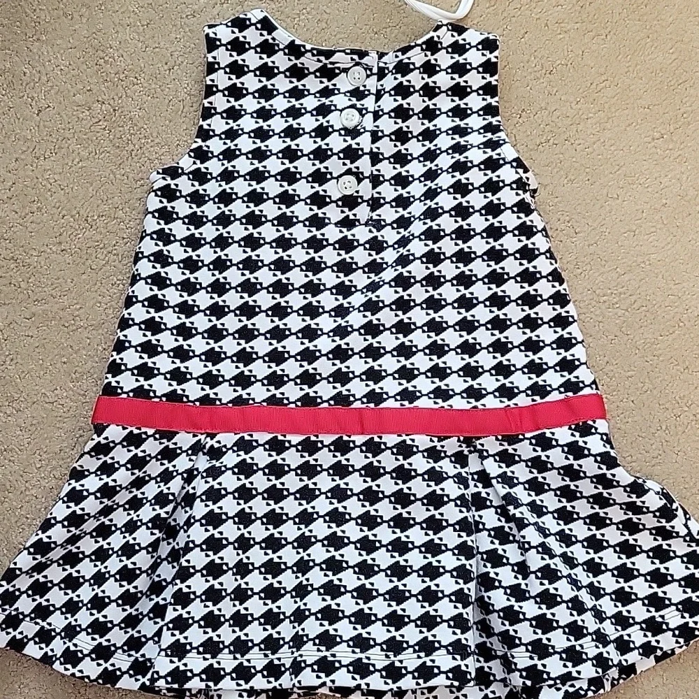 Olivia for Gymboree Dress 12-18 Months Black White Red Sleeveless Houndstooth